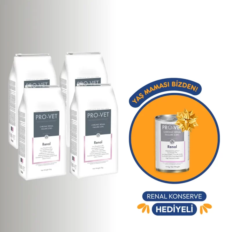 PRO VET Kedi Renal 12 kg Konserve hediye
